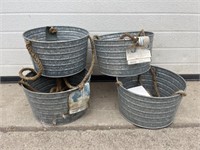 4 galvanized hanging planters