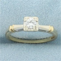 Vintage Diamond Solitaire Engagement Ring in 14k Y