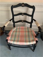 Ornate side chair with painted accents, arm need