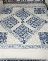 Hand Stitched Blue & White Quilt