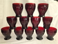 Lot of 12 Ruby Red Glasses