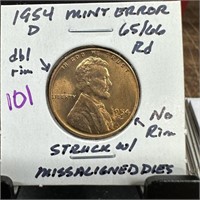 1954-D WHEAT PENNY CENT MINT ERRORS