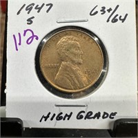 1947-S WHEAT PENNY CENT HIGH GRADE