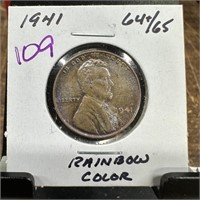 1941 WHEAT PENNY CENT RAINBOW