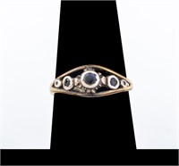 14K Yellow & White Gold Blue Sapphire Ring