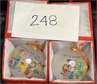 Sally Huss Collection Glass Ornaments In Box (2)