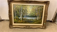 Gold Framed "Anna" Oil Painting - Birch Trees