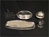Five pieces silverplate including covered