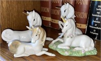 1983 Enesco (4) Unicorn Porcelain Figurines