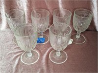 (6) Iris Glass Water Goblets
