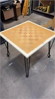 Wrought Iron & Marble Top Chess Table 23" Square