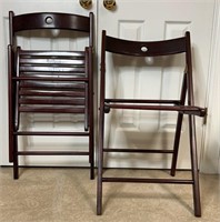 2 Wooden Cherry Stain Folding Chairs