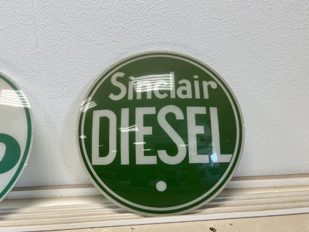 Pair of Sinclair Diesel Gas Pump Globe Lenses