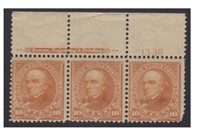 US Stamps #283 Mint NH Plate Number Strip CV $1500