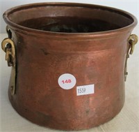 Copper Handmade 2 Handle Pot. Measures 6.75"D.