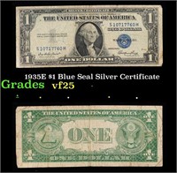 1935E $1 Blue Seal Silver Certificate Grades vf+