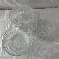 Lot of 3 Vintage Glass Bowls