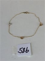 14K CHAIN BRACELET WITH HEARTS 1.50G