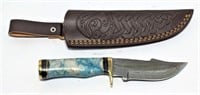 Damascus Steel Knife with Custom Resin Handle