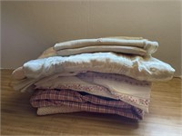Vintage blankets and linen grouping