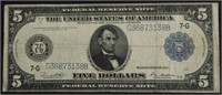 1914 5 $ FEDERAL RESERVE NOTE VF