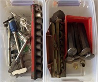 Socket sets, railroad spikes & wrenches