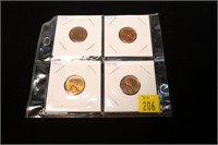 4- Uncirculated Lincoln wheat cents: 1944, 2-1948,