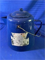 10'' Blue Enameled Camp Fire Coffee Pot