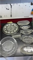 Crystal serving plates, condiment bowls, divided