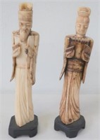 Pair Chinese vintage carved bone figures