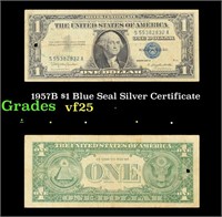 1957B $1 Blue Seal Silver Certificate Grades vf+