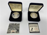 2 Detroit Red Wings Silver Coins with COA