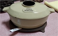 Cast Iron John Wright Enamel Wood Stove Humidifier