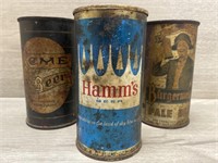 (3) Flat Top Beer Cans