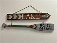 Lake Arrow & Oar Wooden Hanging Sign