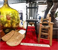 (2) Wooden Doll High Chairs; Wooden Dutch Shoe