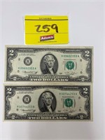 (2) SERIES 1976 2 DOLLAR BILLS
