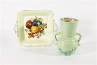 SOHO Pottery Dessert Plate, Beswick Green Vase