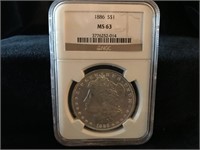 1886 Morgan Silver Dollar MS 63