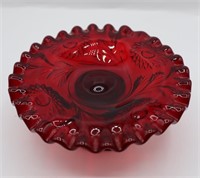 Fenton Red Glass Compote
