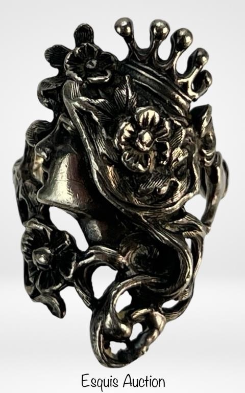 Sterling Silver Art Nouveau Princess Lady's Ring