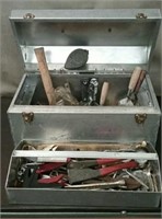 Toolbox With Assorted Tools, Trowels, Putty