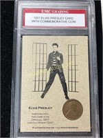 1957 ELVIS PRESSLEY GRADED CARD WITH  COIN