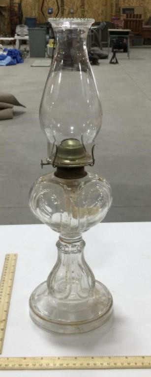 Glass oil lamp-19 in tall