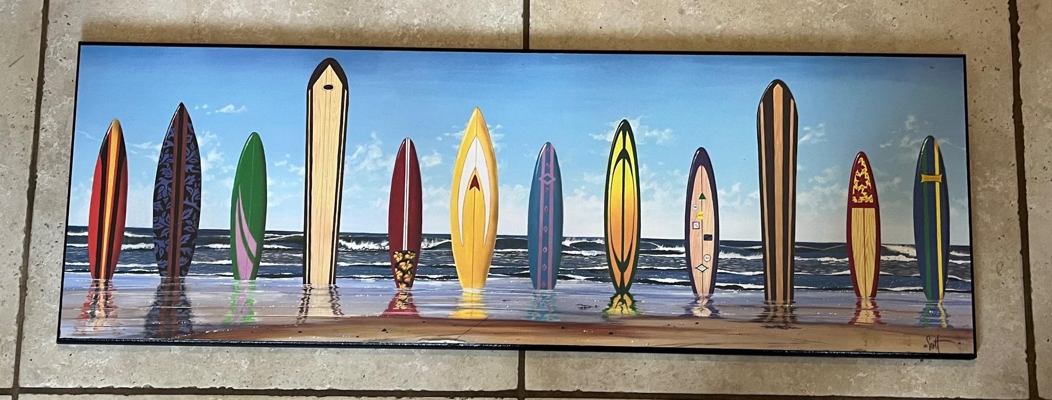 Surf Board Wall Art 36” X 12”