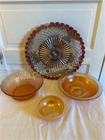 Fire King bowl, depression glass bowls& platters