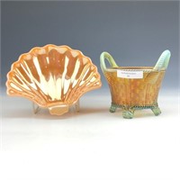 NW Aqua Opal Bushel Basket & Marigold on Moonglass