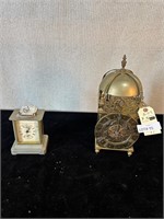 2pc Brass Mantle Clocks Germany & London