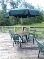 Patio Table w/ Umbrella & (4) Chairs