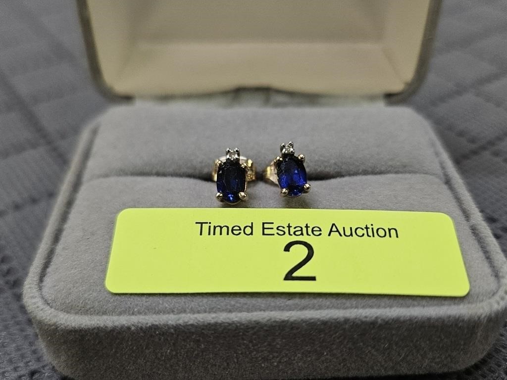 14K YELLOW GOLD ~.8CT TW SAPPHIRE EARRINGS, 1.4 GR